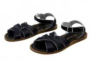 NEW SALT WATER SANDALS women's original slides leather buckle sandals in black